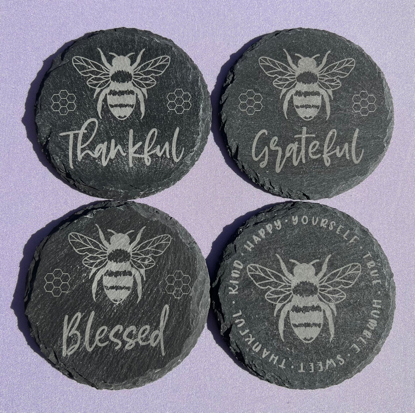 Bee Thankful Slate Coasters