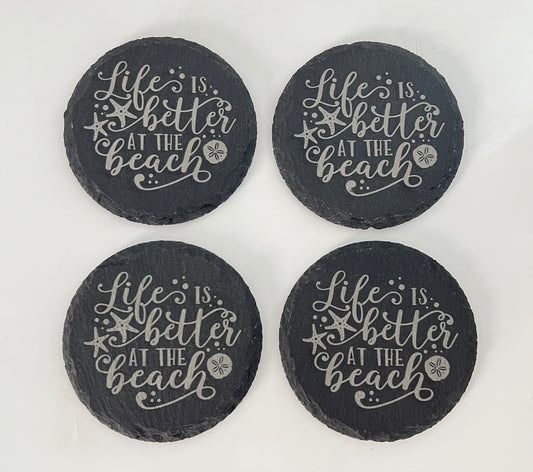 Life Is Better At The Beach, Slate Coasters
