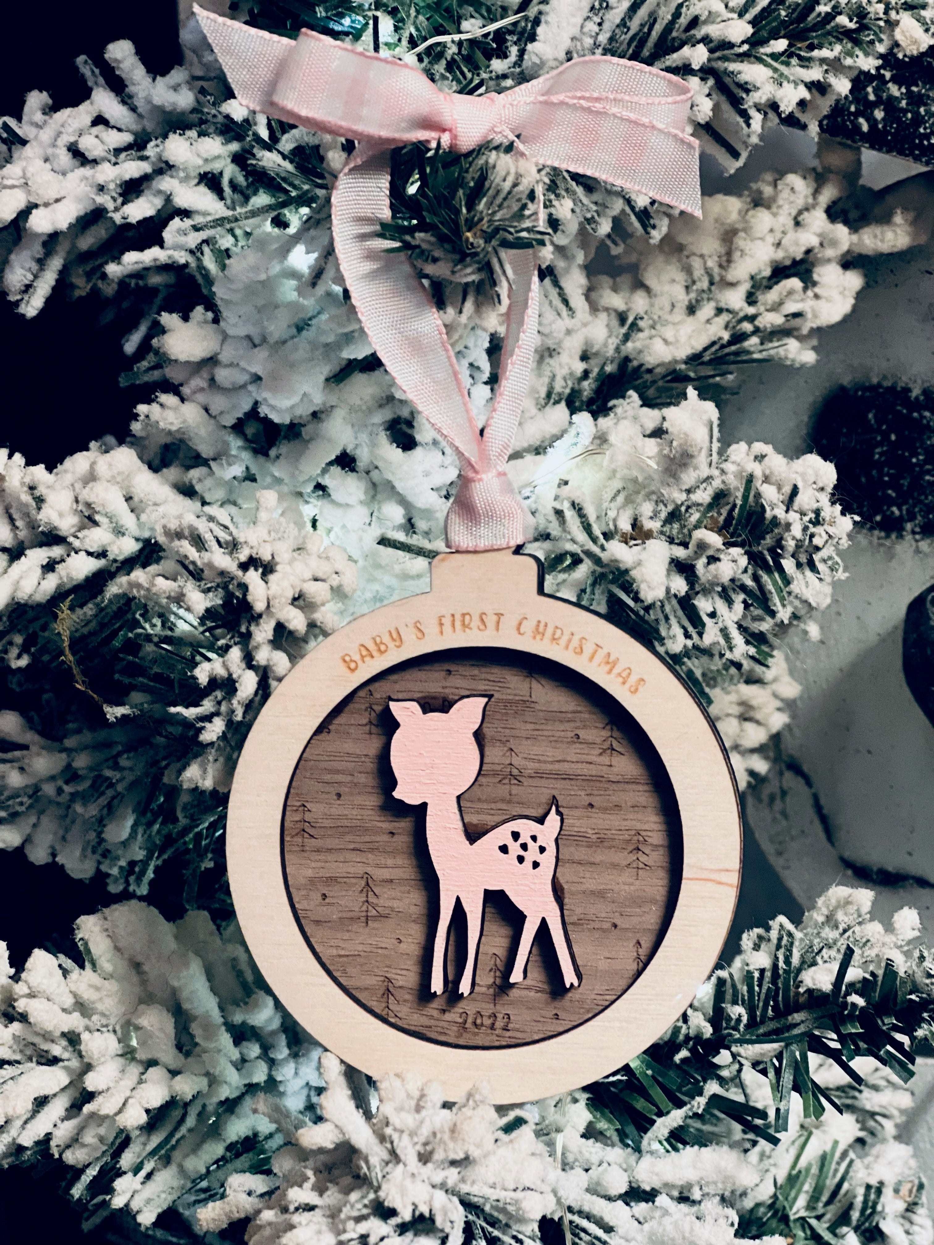 Baby's first christmas deer clearance ornament